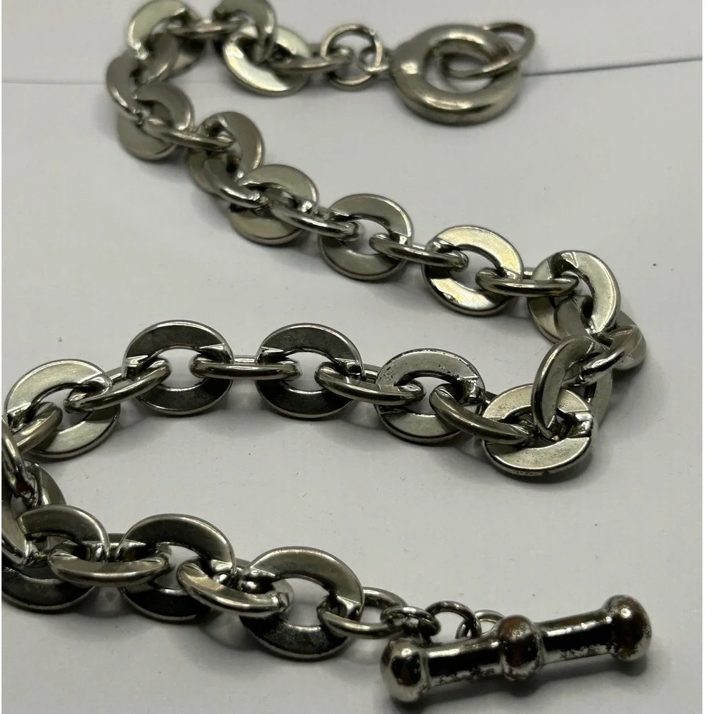 Men's Chunky Chain‎ Necklace Silver Tone Toggle Clasp Statement Industrial 17